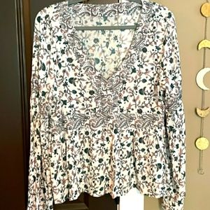 Pink Lilly boho long sleeve shirt L